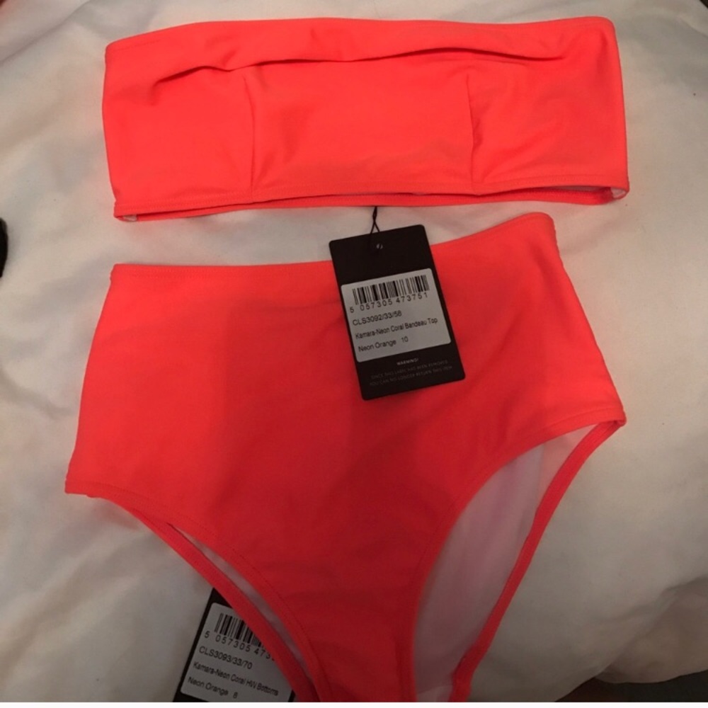 High Waisted Coral Swim Suit